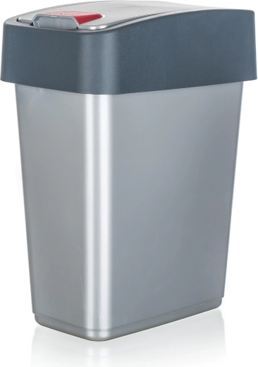 Coș de gunoi basculant 10 l – plastic argintiu/gri