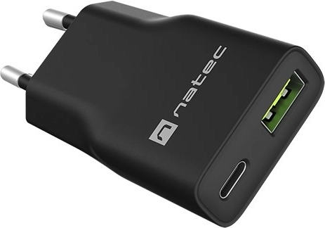 Natec Ribera GaN slim încărcător de rețea 20 W (USB-C + USB-A) - 1 bucată
