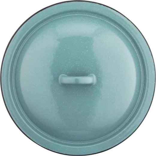 Capac emailat 14 cm verde salvie cu model stropit