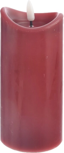 Lumânare decorativă LED tip stâlp cu temporizator, bordo, 15 cm