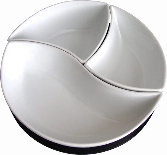 Set de servire cu boluri ceramice și platou rotativ din lemn Toro Vlnka