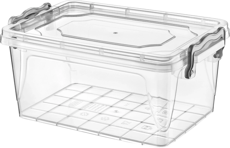 Cutie de depozitare din plastic cu cleme 1,5 l transparentă