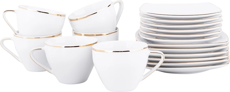 Serviciu de cafea MariaPaula Moderna pătrat Kwadratowa Gold pentru 6 persoane, 18 piese