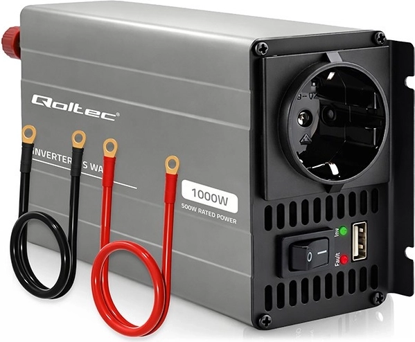 Invertor de tensiune Qoltec MS Wave 12 V la 230 V 500/1000 W