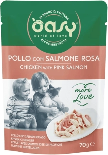 Oasy plic cu pui și somon 70 g
