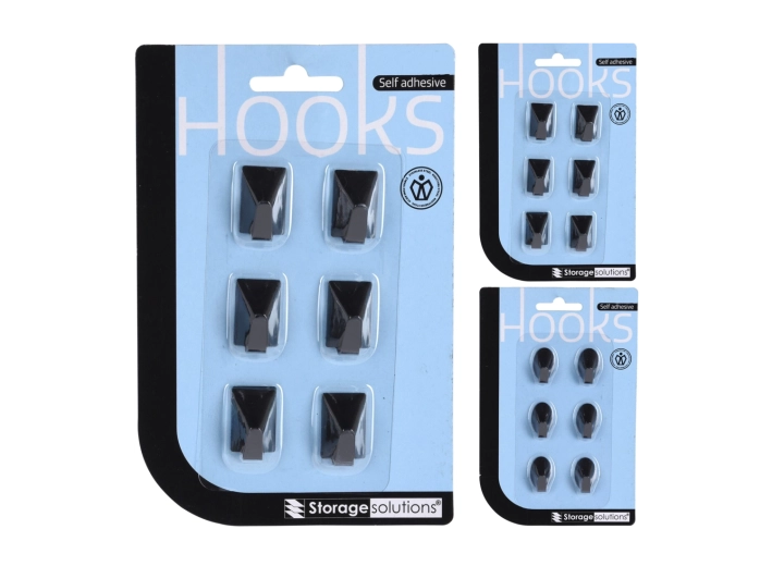 Cârlige autoadezive din oțel inoxidabil – set 6 buc, negre