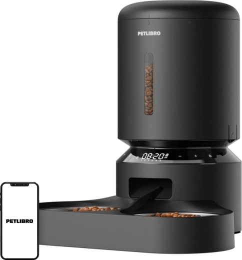 Petlibro Granary distribuitor automat de hrană 5 l cu două boluri, negru