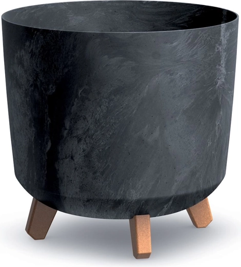 Ghiveci Gracia Tubus, efect beton, antracit 29,8 cm cu sistem de irigare