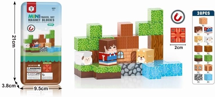 Set de construcție magnetic Wioska (sătuc) 38 piese 2 cm