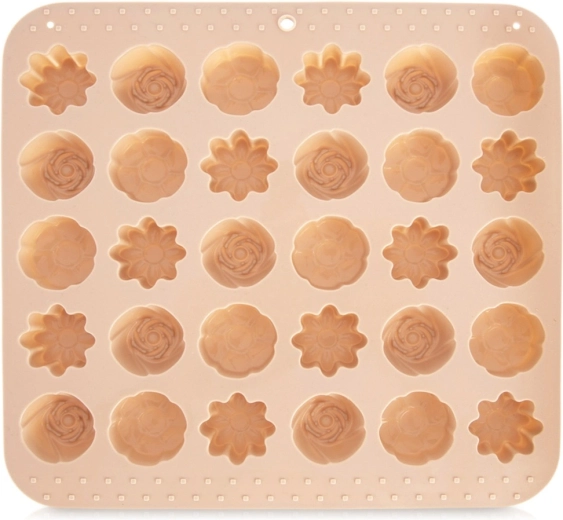 Formă din silicon pentru biscuiți și praline flori 21,5 × 20 × 2 cm, bej