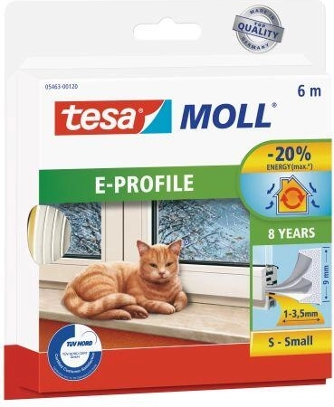 Garnitură pentru ferestre și uși E 9 × 4 mm, albă, 6 m