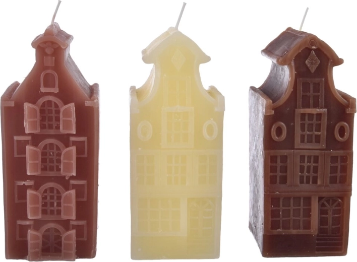 Lumânare decorativă de Crăciun în formă de căsuță 16 cm (3 variante)