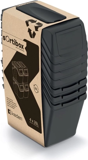 Set coșuri de sortare SORTIBOX 4×25 l negru – Prosperplast