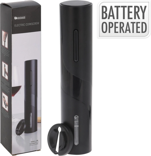 Tirbușon electric cu tăietor de folie, 23 cm, negru