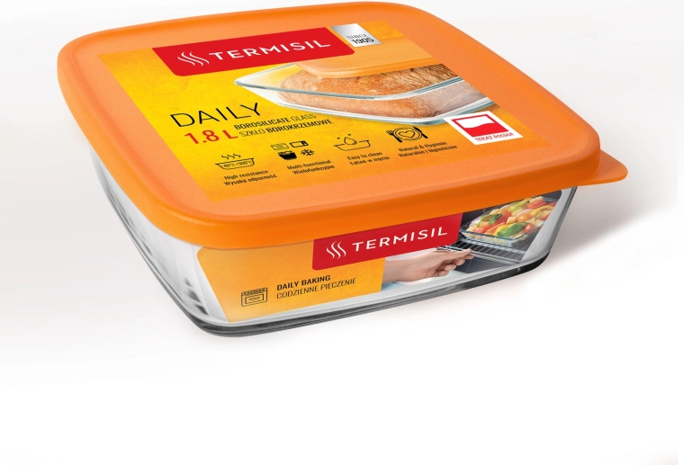Cutie de depozitare din plastic 1,8 l cu capac portocaliu