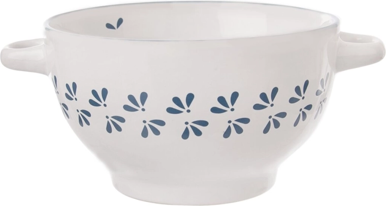 Bol ceramic albastru-alb pentru supă 14 cm