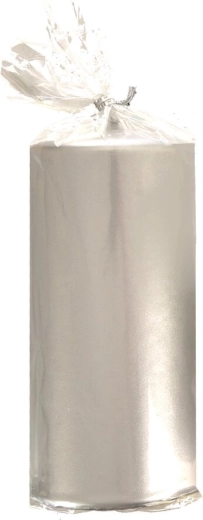 Lumânare cilindrică metalizată argintie 7 × 14 cm