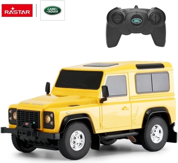 Mașină RC Rastar Land Rover Defender 1:24 galbenă - 1 bucată