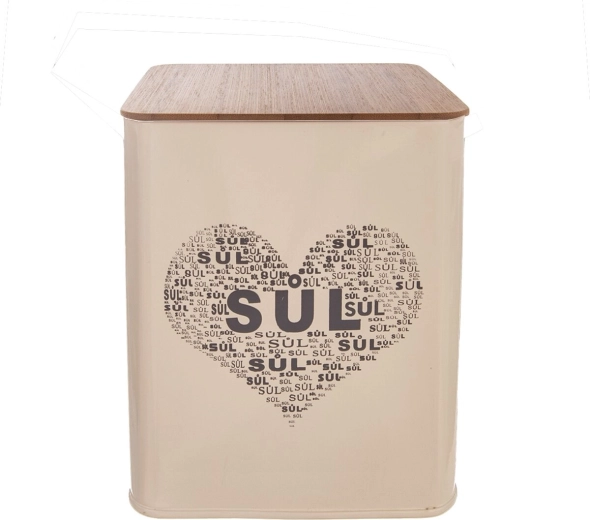 Cutie pentru sare Inimă cu capac din lemn