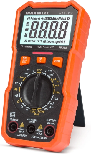 Multimetru digital Maxwell cu tester de baterii și măsurare a temperaturii