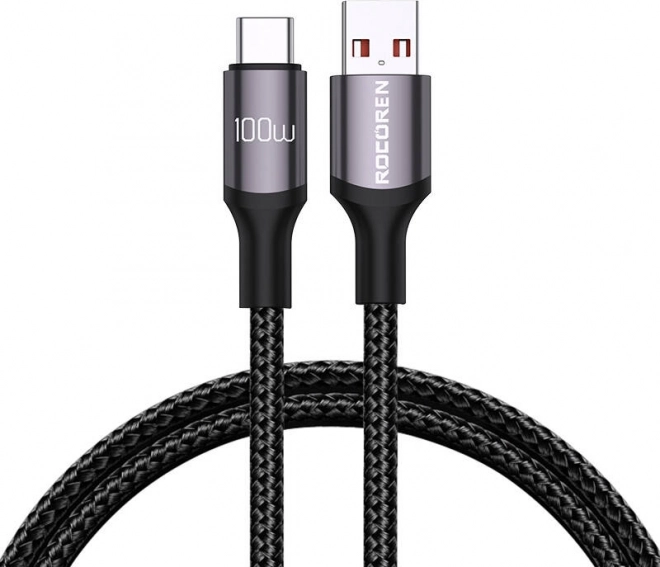 Cablu de încărcare rapidă Rocoren USB-A la USB-C Retro Series 2m gri