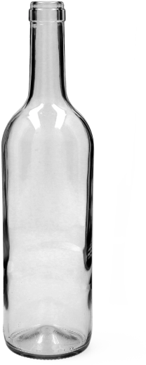 Sticlă de vin din sticlă 0,75 l Bordeaux, transparentă