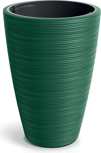 Ghiveci de flori din plastic Venas Round cu inserție, verde închis, 30 cm