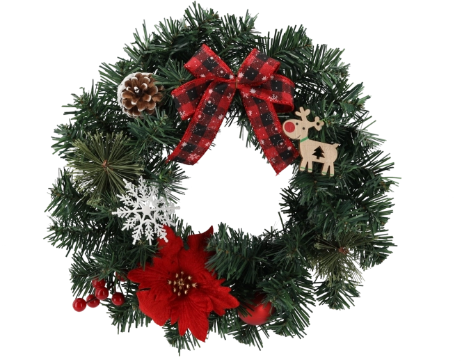 Coroniță de Crăciun cu poinsettia roșie 30 cm