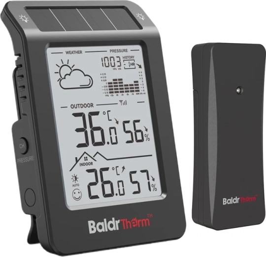 Stație meteo solară Baldrtherm neagră