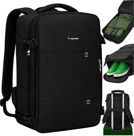 Rucsac turistic Trizand cu port USB, negru