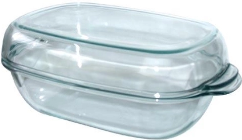 Tavă ovală din sticlă termorezistentă cu capac 8 l, 40 × 12 cm