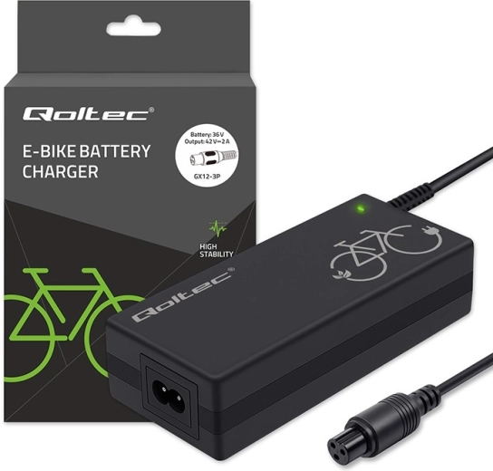 Încărcător pentru bicicletă electrică 36 V (42 V, 2 A) cu conector GX12-3Pin + cablu de alimentare