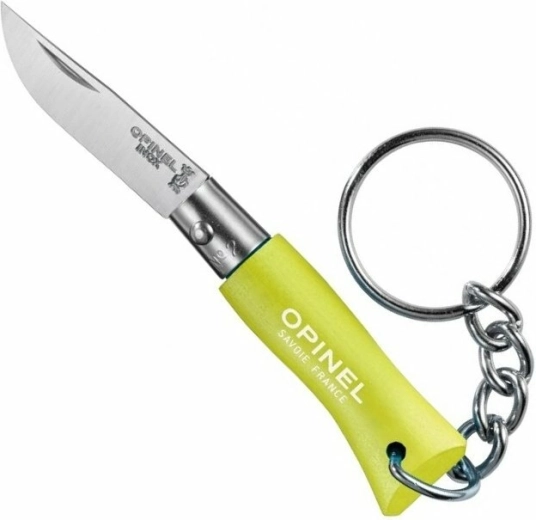 Opinel N°02 breloc pentru chei – cuțit de buzunar 3,5 cm, verde deschis, lemn de fag