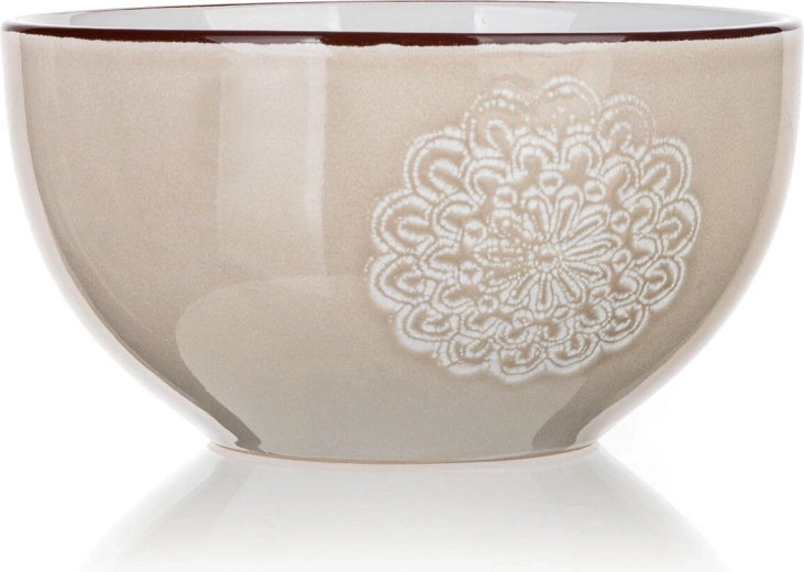 Bol ceramic SHAPE 14,3 cm – crem cu decor dantelat