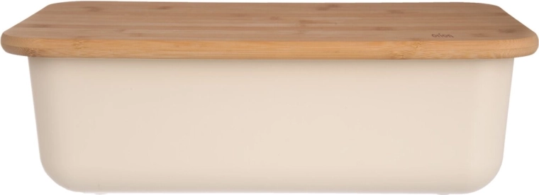 Cutie de pâine din plastic și bambus, bej, 40 × 23 × 13 cm
