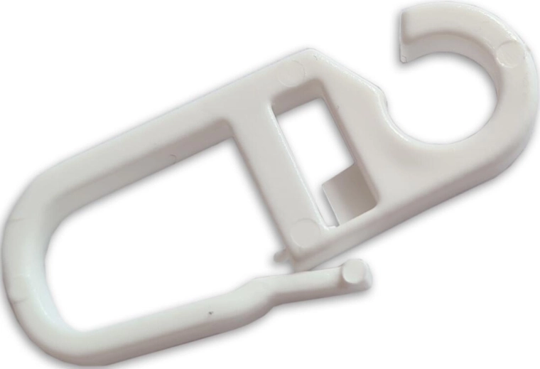 Cârlig pentru perdea din plastic, alb, pachet 10 buc.