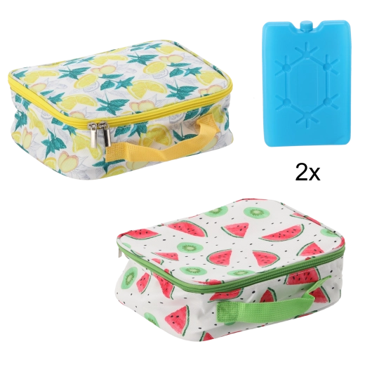 Geantă termoizolantă 4 l cu două acumulatori de frig, design cu lămâi