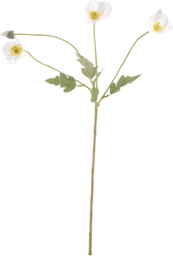 Floare decorativă artificială mac de câmp alb 58 cm