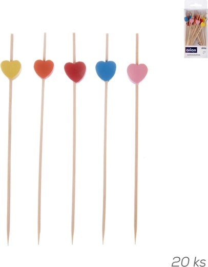 Bețișoare decorative din bambus în formă de inimă, 20 buc, mix