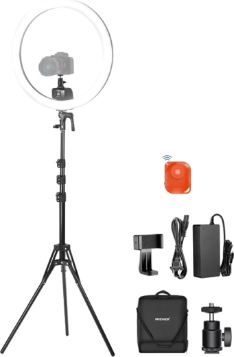 Neewer SRP18C lumină inelară LED RGB 48 cm cu trepied și suport pentru telefon