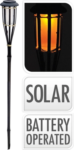 Torță solară din bambus 65 cm, neagră
