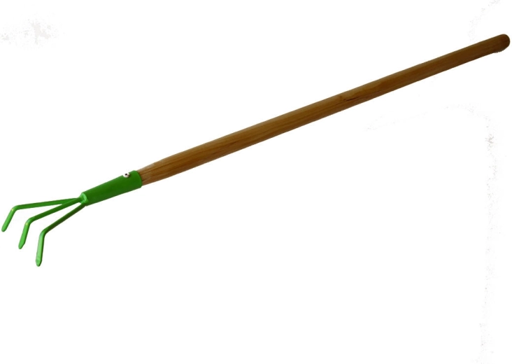 Gheară de grădină pentru copii cu trei dinți, coadă din lemn 75 cm