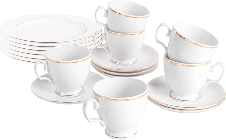 Set de cafea MariaPaula Klasyka Linia aurie, 18 piese pentru 6 persoane