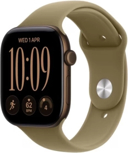 Apple Watch Series 12 GPS + Cellular 42 mm s carcasă din aluminiu închis la culoare și curea sport oliv S/M
