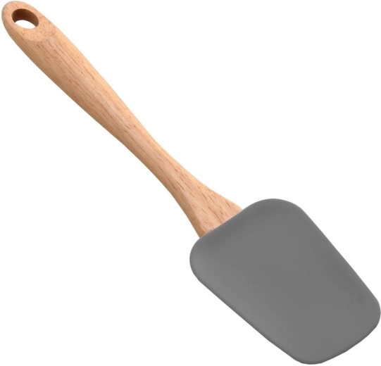 Spatulă de bucătărie din silicon 25,5 cm cu mâner din lemn sau plastic