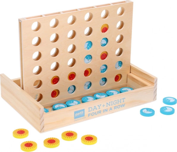Joc din lemn patru la rând ziua și noaptea