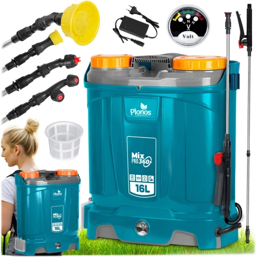 Pulverizator cu rucsac pe acumulator, cu amestecare, 16 l Plonos