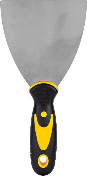 Spatulă pentru chit din oțel inoxidabil 100 mm DELI (galbenă)