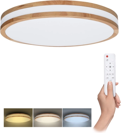 Corp de iluminat LED Solight pentru tavan/perete Woody cu telecomandă, 48 W, 38 cm, dimabil, schimbare a temperaturii luminii