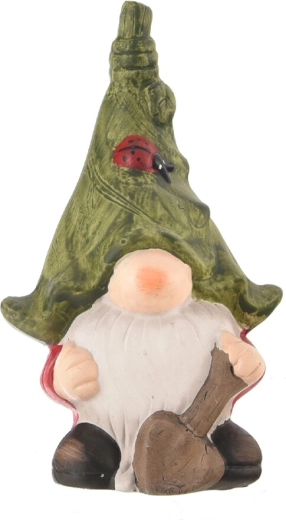 Spiriduș ceramic cu lopățică verde 18 cm